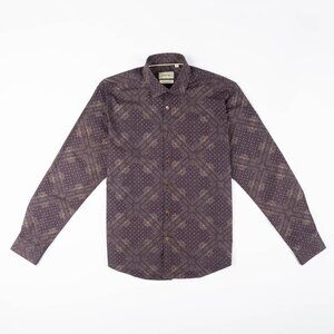 Stitch Note Long Sleeve Printed Shirt - Burgundy